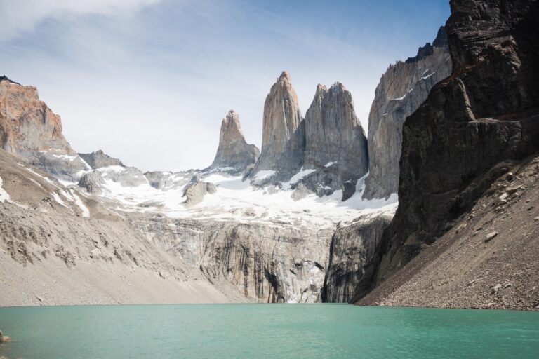 Breathtaking Torres del Paine towers seen from Mirador Los Torres, Chile