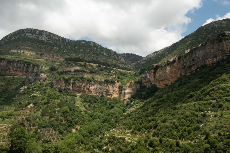 Scenic Jezzine waterfall cascading into Lebanon's lush southern valley