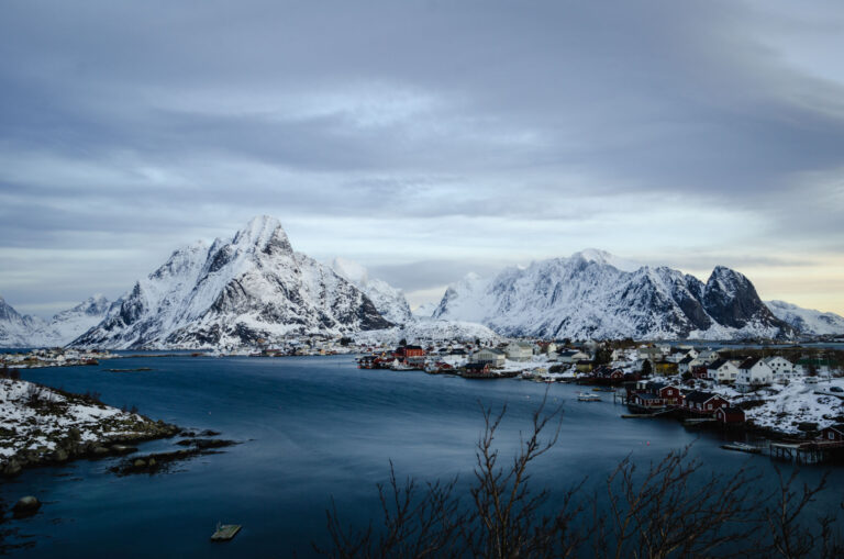 Breathtaking Lofoten islands featuring rugged peaks and icy blue fjords in Norway