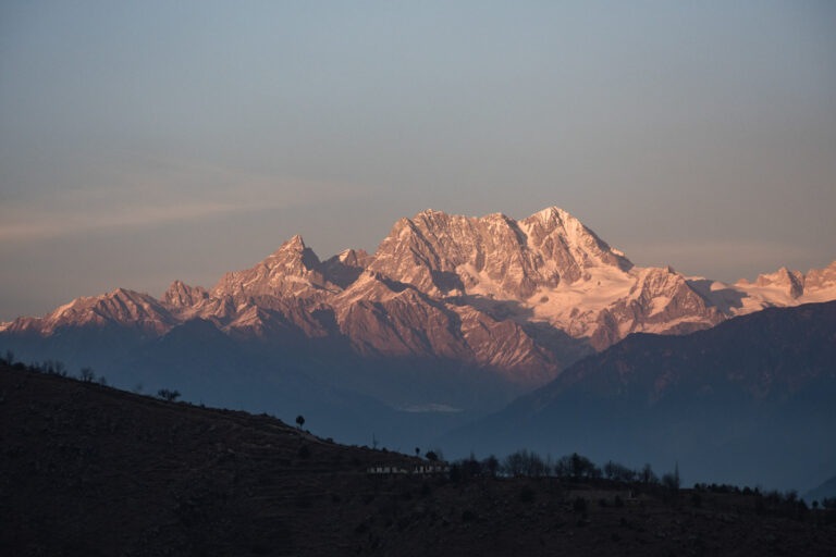 Golden sunset illuminating mountain ranges in Shahgram forest, Swat, Pakistan