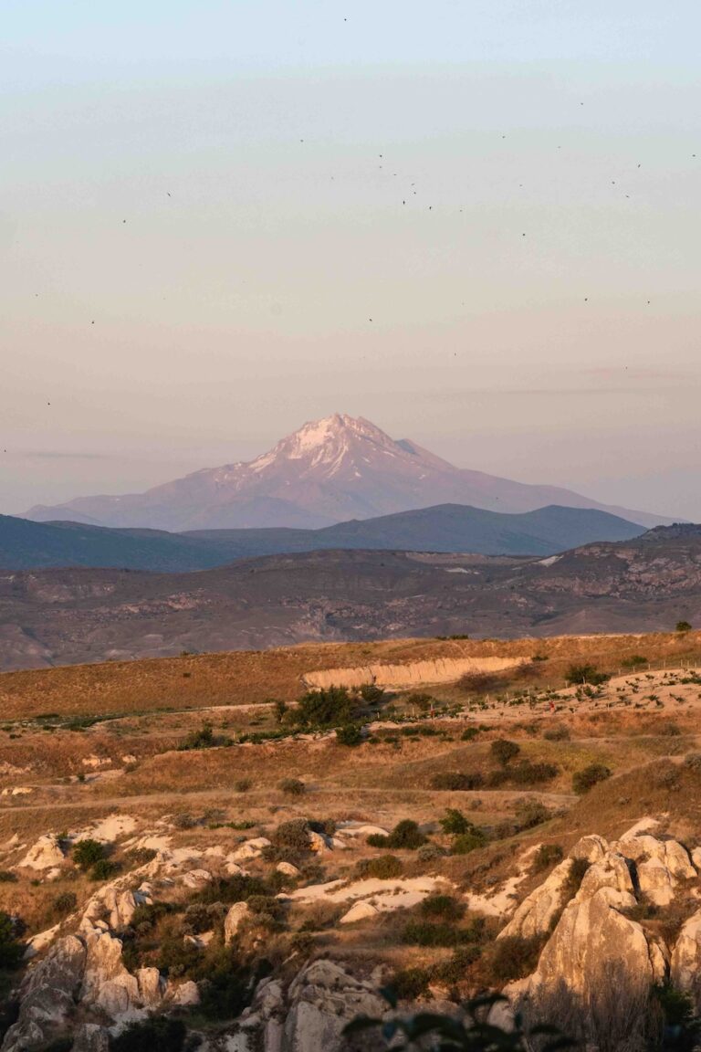 Mount Erciyes, stratovolcano at sunset time in Cappadocia